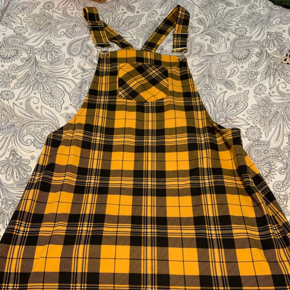 Plaid suspender dress